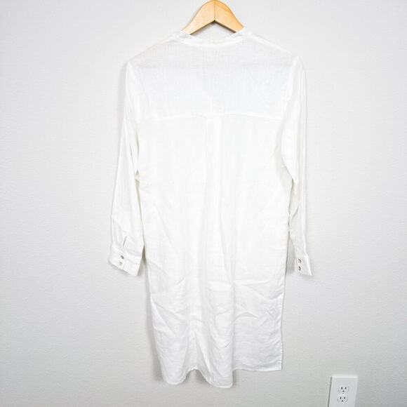 NWT EILEEN FISHER WHITE ORGANIC LINEN SHIRT DRESS Size XXS - Picture 8 of 9